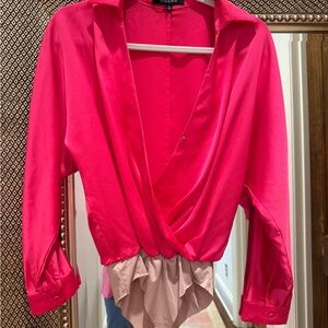 Strut & Bolt Fuchsia Long Sleeve Bodysuit – Size S